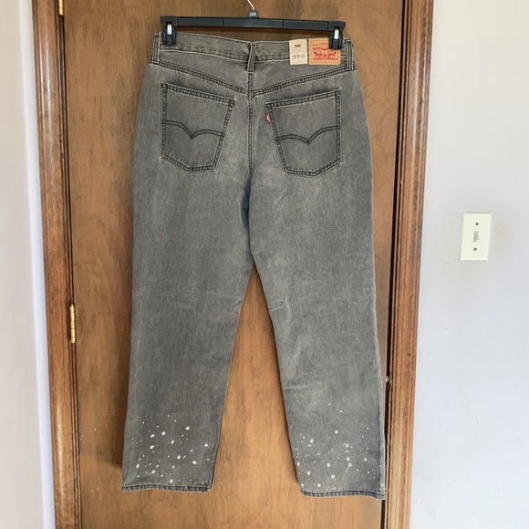 Levi’s low pro gray midrise straight leg jean splatter detail size 32 - Picture 12 of 17